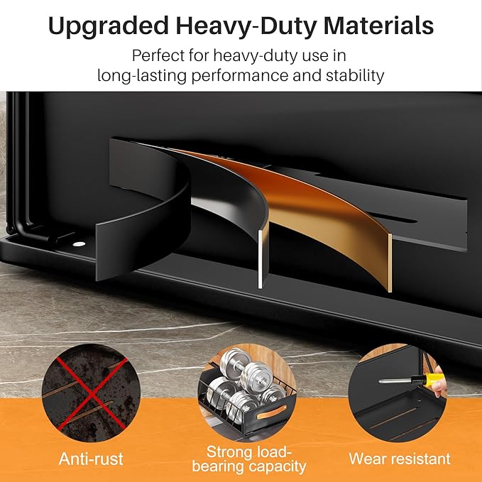 Pull out Cabinet Organizer Fixed with Adhesive Nano Film,Heavy Duty Slide out Pantry Shelves Drawer Storage,Sliding Mesh Cabinet Basket with Handle for Kitchen, Bathroom,Home, 11.8"W X15.7"D X6.2"H