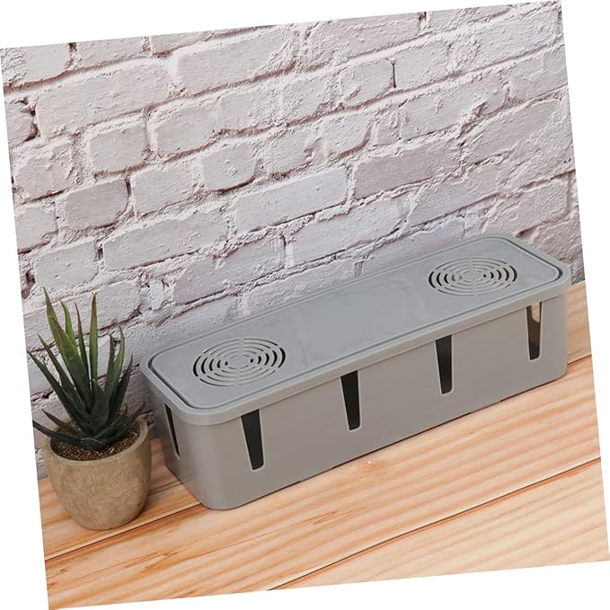 Angoily Cable Box Organizer Power Cord Storage Cord Hider Socket Safety Box Multi Plug Storage for Home and Office Cable Management Grey Keep Pets Safe (Grey)