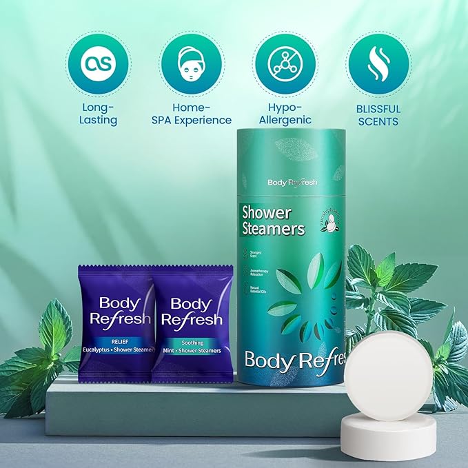 Shower Steamers for Men - 8 Pack Shower Bombs with Essential Oils Eucalyptus Mint Scent, Eucalyptus for Shower，Easter Basket Stuffers Essentials for Home Spa Relaxation