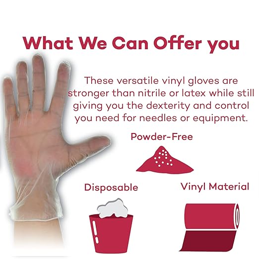 Dealmed Vinyl Exam Protection – 100 ct. Medium Medical, Kitchen, Disposable, Non-Irritating Latex Free