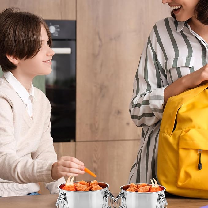 3 Pcs Stainless Steel Bento Box with Lockable Clips to Leak Proof Food Storage Containers Metal Lunch Container, Reusable Dishwasher Safe Lunch Snack Boxes(13 Oz, 22 Oz, 36 Oz)