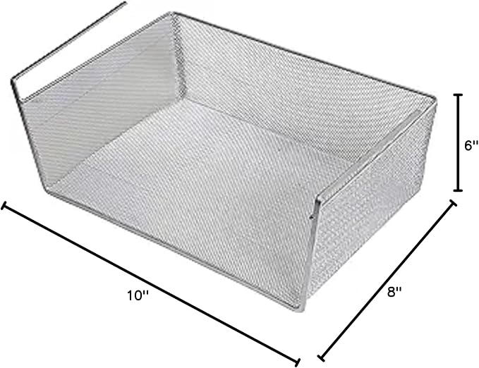 YBM Home Under Shelf Basket - Mesh Stainless Steel Storage Under Cabinet Hanging Basket Rack Maximize Space in Cabinets, Pantry Room, Bathroom, Laundry Room, and More, 1131