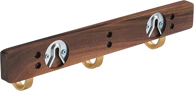 SARIHOSY] Wall Mounted Coat Rack,Multi Hook Hangers,Entryway Hanging Coat Rack,Metal Wood Coat Rail with 3 Hooks，Walnut Wood,zinc Alloy,Bedroom,Bathroom,Foyer,Living Room,Metal Household Items