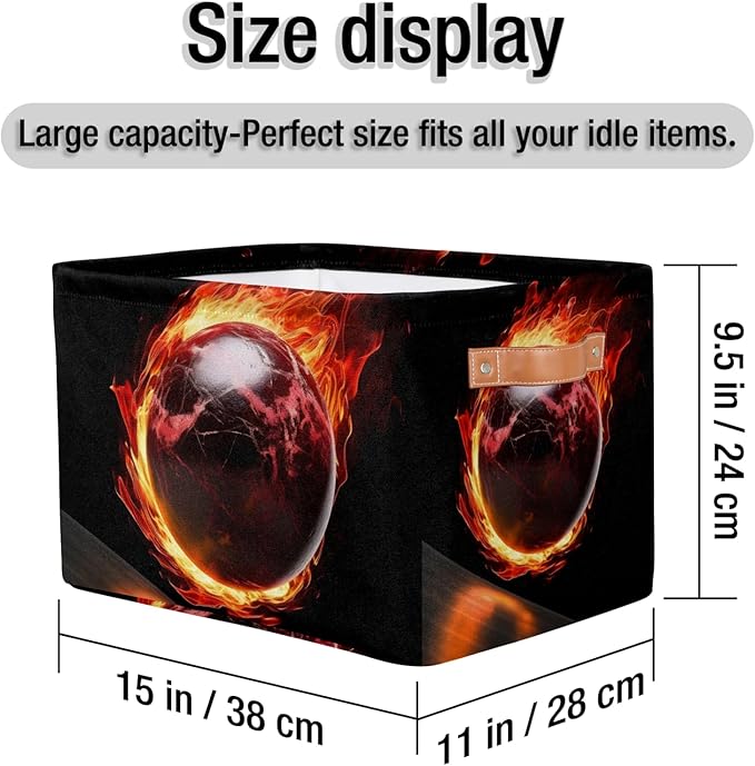 Bowling Storage Baskets with Handles,Foldable Cubes Storage Box Bin,Waterproof Open Shelf Basket Organizer for Kid Clothes Toy Gift Baskets
