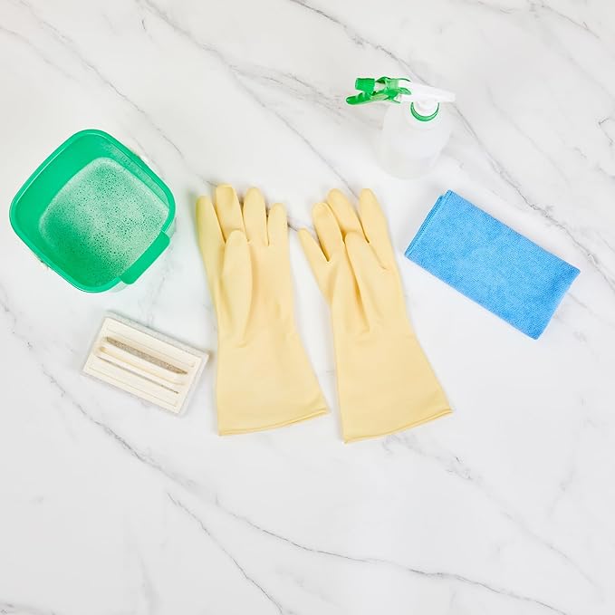 Clean Tek Professional 22 Mil Large Cleaning Gloves, 10 Pairs Of Long Cuff Gloves - No-Slip Grip, No-Powder, Yellow Latex Gloves For Kitchen Cleaning, Ideal For Washing Dishes