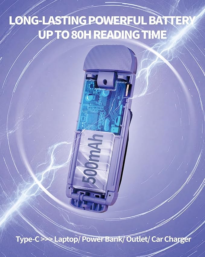 Book Reading Light, 2 Pack Rechargeable Clip on Booklight, Eye Caring 3 Color Temperatures & 5 Brightness Levels, Night Use for Bed, Long Lasting, Reading at Night in Bed, Purple+Light Blue