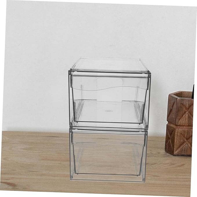 2pcs Acrylic Cosmetic Storage Box Removable Stackable Makeup Organizer for Bathroom Vanity and Desk Design for Efficient Organization