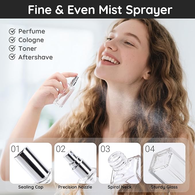 Segbeauty 20pcs 0.69oz Perfume Spray Bottle Refillable, Travel Perfume Atomizer Glass Spray Bottles, 20ml Bulk Mini Travel Cologne Sprayer Empty with Refill Kit, Portable Fragrance Atomizer Sprayer