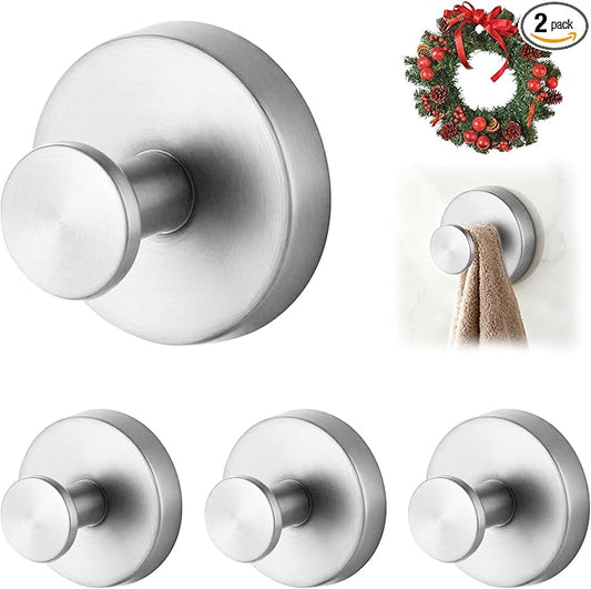 Suction Cup Hooks Applicable Shower No-Drill Bathroom Hooks for Towels, Ornament，Robes, Loofah Mountable on Bathroom Walls, Kitchen, Glass, Mirrors, Tile and Smooth,Non-Porous Surfaces (Silver 4pcs)