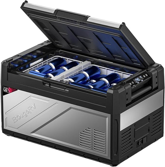 BougeRV 12 Volt Portable Refrigerator, 41 Quart Rocky V2.0 Dual Zone Car Fridge Freezer with APP Control, Compressor Cooler 12/24V DC, 110~240V AC for Overlanding, Camping, Travel, RV, Truck