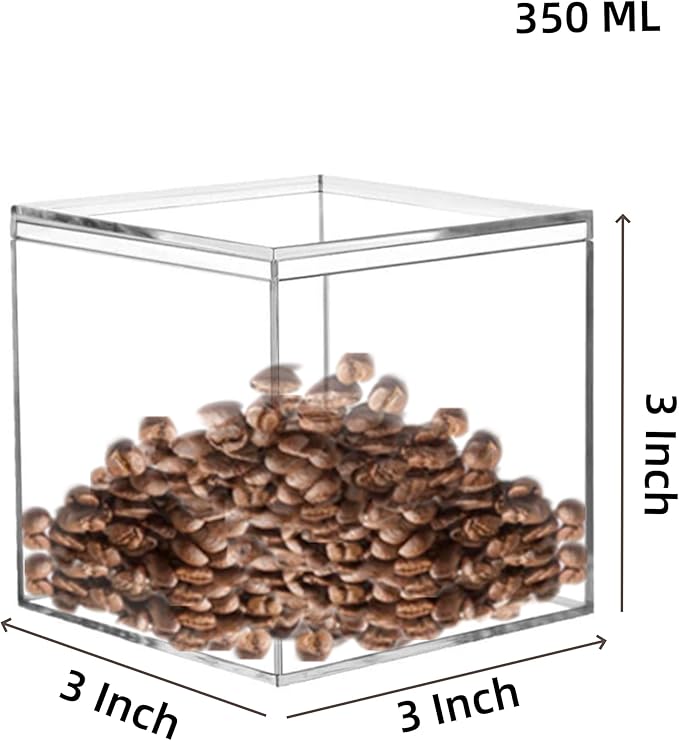 KissYou Acrylic Box with Lid 2 Pieces Clear Square Cube Jewelry Storage Box Small Plastic Containers for Weddings, Candies & Accessories