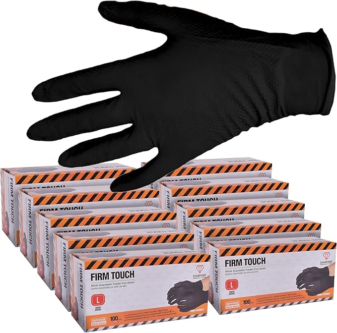 Glove Station Disposable Nitrile Gloves - 1000-Count - Non-Latex Gloves for Kitchen, Cleaning, and Cooking - Textured for Better Grip 8MM-S-Black