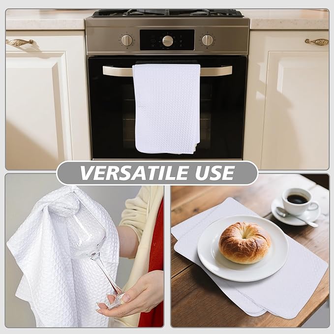 Microfiber Kitchen Towel Premium Sublimation Blank Towels Fast Drying Tea Towel Polyester Dish Towels for Drying Dishes - 380gsm,16 Inch X 24 Inch 10 Pack White