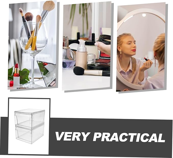 2pcs Stackable Acrylic Makeup Organizer for Desktop Storage Versatile Cosmetic and Office Supplies Organizer Stylish Bathroom Storage