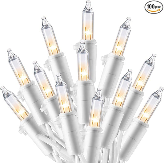 Joiedomi Christmas String Lights Indoor,100 Count Mini Warm Fairy Light Outdoor,21.4 FT Decor for Patio Dorm Classroom Bedroom Holiday Wedding Party Garland Birthday Valentines Day,White Wire