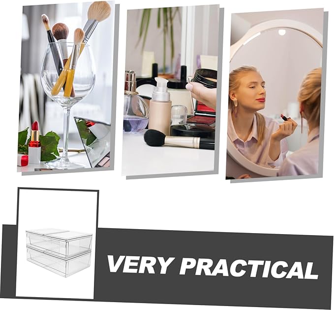 Happyyami 2pcs Detachable Acrylic with Drawer Stackable Desktop Organizer for Makeup and Bathroom Storage Acrylic Storage Bins for Easy Access and Organization