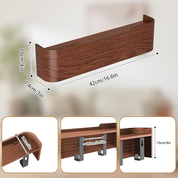 Coat Rack Wall Mount Entryway Organizer Modern Key Holder Wall Mount with Wooden Shelf Entryway Hooks for Bedroom Kitchen Hallway Bathroom for Hanging Coats Hats Dog Leashes Bags Towels