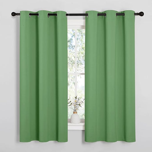 NICETOWN Froest Green Blackout Curtains 68 inches Length for Laundry Room, 2 Panels, 42" Wide, Thermal Insulated Decoration Drapes for Office Window