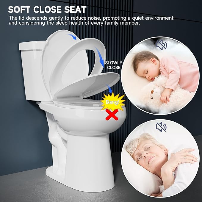 Compact Extra Tall Toilet 21 Inch for Seniors 1.1/1.6 GPF Tornado Dual Flush - Two Piece Comfort High Toilet for Bathroom, 20.5 Inch Bowl Height, 21.25 Inch Seat Height, 12" Rough In, White