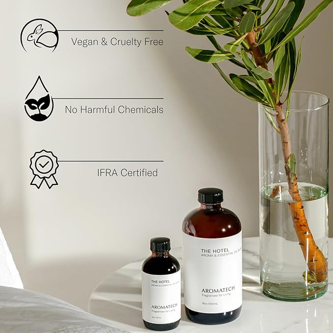 AromaTech The Hotel Aroma Essential Oil Blend: Luxury Hotel Inspired Aromatherapy with Lemon, Lavender, Peach & Pine for Ultrasonic Diffusers & Nebulizers (10 mL, The Hotel)