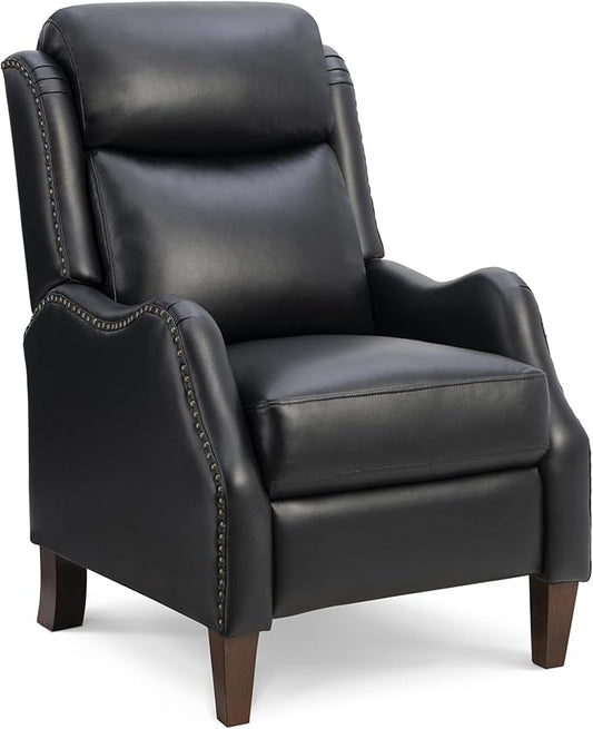 Leather Pushback Recliner Faux Armchair with Rivet Decoration Single Sofa Accent Chair for Living Room Bedroom