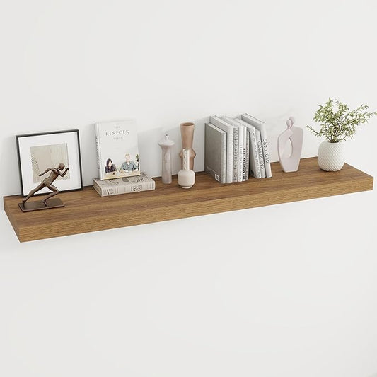 Dreamland 55 Inches Floating Shelves for Wall, 9.8" Deep Long Floating Shelves Set of 1, Large Display & Storage Shelf, Wall Shelf for Bathroom Bedroom Living Room Kitchen Office, Walnut