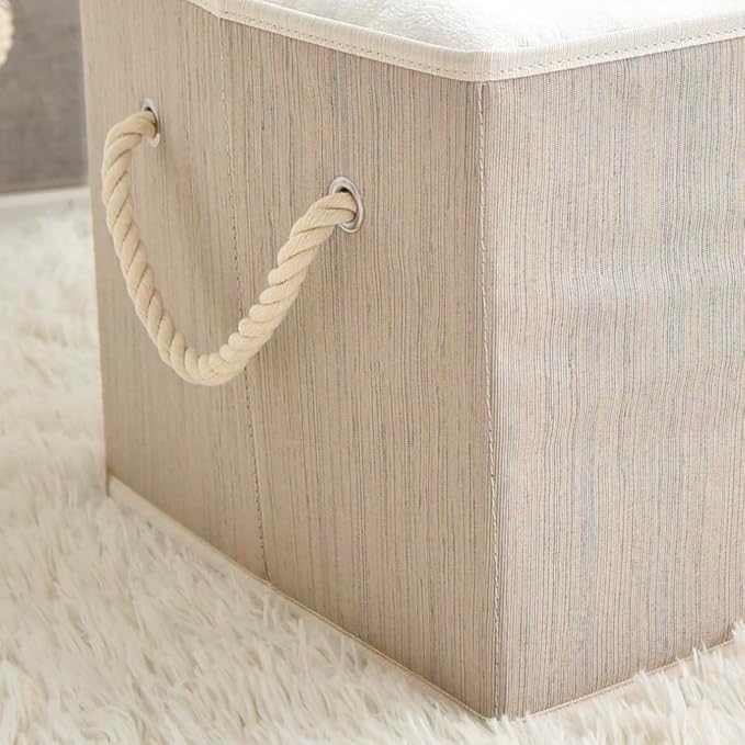 2 Pack Large Storage Baskets for Shelves | Fabric Closet Organizers and Storage Bins with Lids Home Organization | Decorative Collapsible Baskets for Organizing Clothes 16.3"x 12"x 10.24"