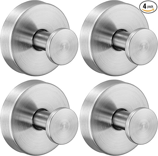 Reusable Heavy Duty Suction Cup Hooks for Kitchen/Bathroom/Shower - Wet-Proof Hooks for Towels, Robes, Loofah&Wreaths/No Drill Mounting on Glass, Tile, Metal (4, Brushed Nickel)