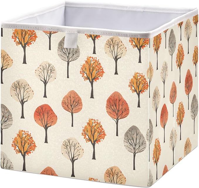 Bolaz Autumn Trees Pattern Closet Organizers Storage Cubes Storage Bins Shelf Baskets Containers for Home Room Office,Rectangle