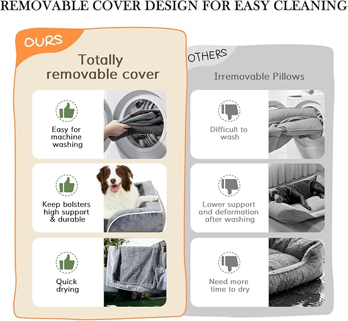 Comfort Expression Orthopedic Dog Bed for Small Dogs 20x14 Inch, Waterproof Egg Crate Foam Small Pet Bed with Removable Bolsters, Dog Couch with Washable Cover & Non-Slip Bottom, Grey White