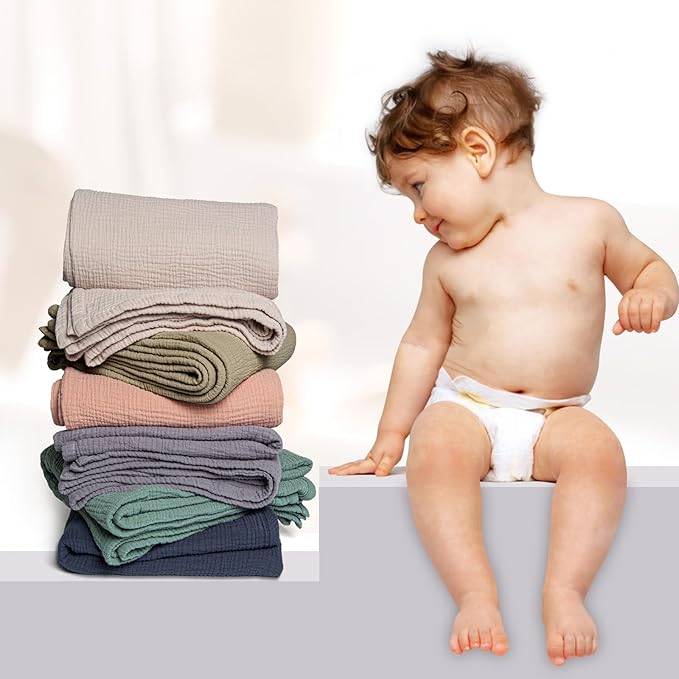 lulumoon Muslin Quilt Blanket, Crib Blanket for Baby and Toddler,47x47 Inches(Olive)