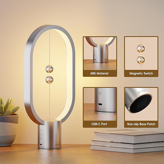 Balance Table Lamp - Rechargeable Bedside Lamp with Touch Dimmer
