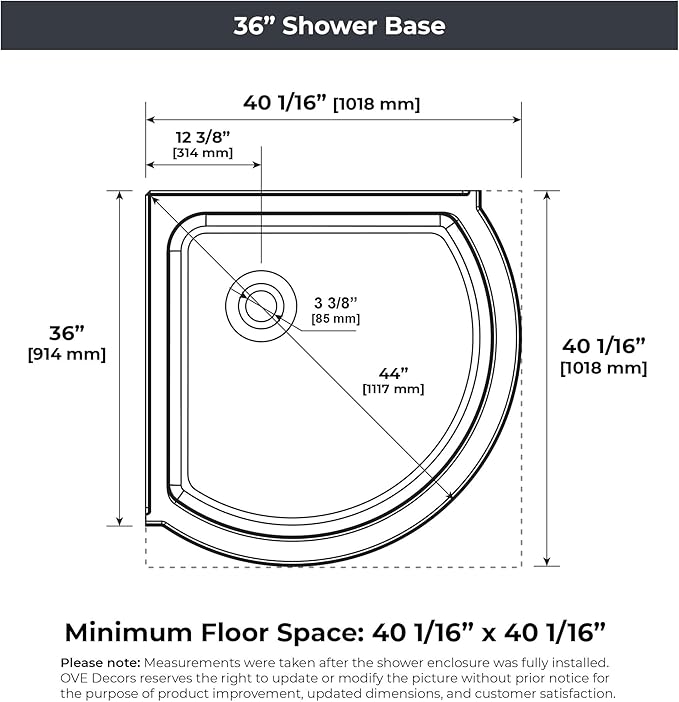 OVE Decors Breeze 36 in. Corner Shower Clear Sliding Door with Base in Satin Nickel Finish