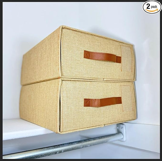 Bed Sheet Organizer 2-Pack by IIOMOi – Foldable Linen Closet Storage Bins with Labels for Sheets & Towels – Home Organization