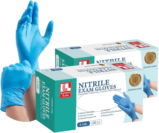 Nitrile Exam Gloves, 4 Mil Thick Chemo-Rated Disposable Gloves, Latex-Free & Powder-Free