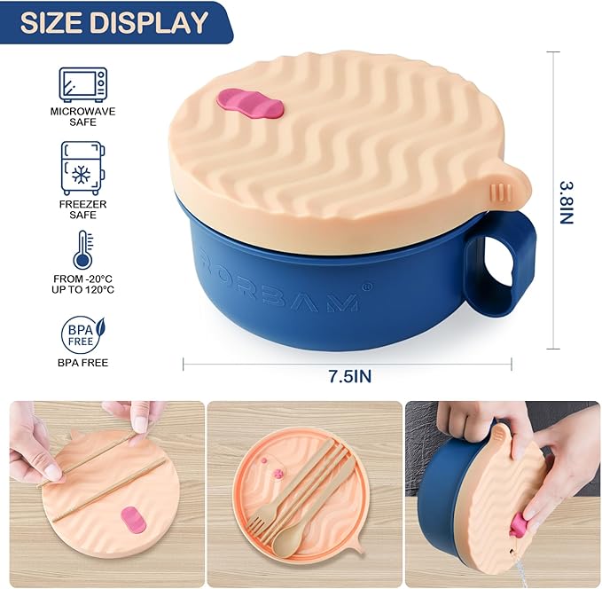 Ramen Cooker,Microwave Ramen Bowl,Ramen Noodle Bowl 48 oz, College Dorm Room Essentials for Girls for Boys, Apartment Essentials, BPA-Free. (pink)