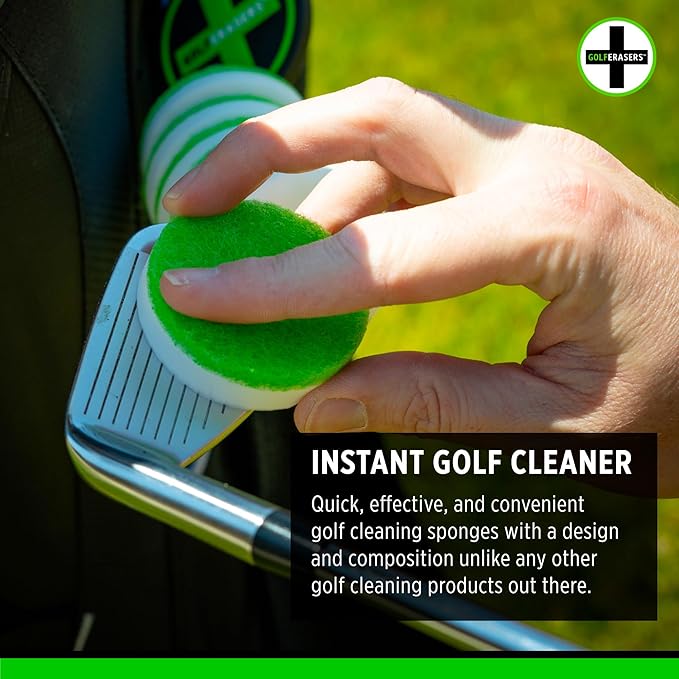 Instant Golf Eraser, Premium Dual-Sided Sponge for Cleaning Clubs, Shoes & Golf Balls - Golf Club Cleaner, Golf Ball Cleaner, Golf Club Groove Cleaner, 12 Pack Refill, Bag Tether NOT Included
