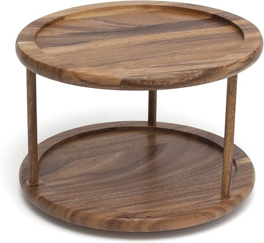 Lipper International 1302 Acacia Wood 2-Tier 10" Kitchen Turntable