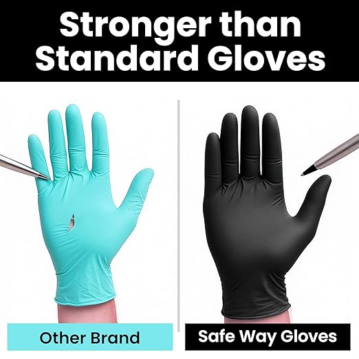 SAFEWAY USA Vinyl Disposable Gloves — Non-Latex and Powder Free, Heavy-Duty Protective and Multi-Purpose Gloves for Cleaning, Food Prep, Tattooing, Lab Works, Mechanics and More — (1000 pcs, Medium)