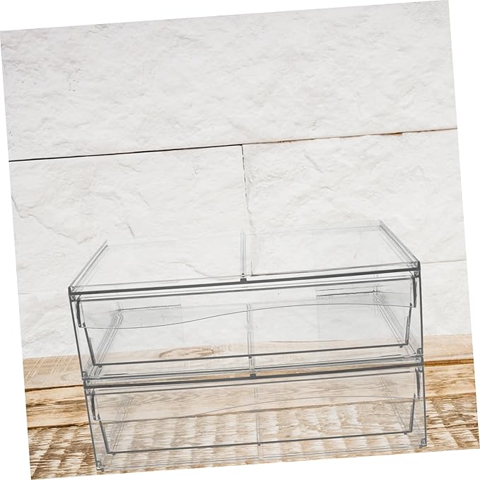 Vaguelly 2pcs Acrylic Makeup Organizer with Drawer Detachable Desktop Storage Box for Cosmetics Elegant Design for Home to Clean for Bathroom and Vanity Use
