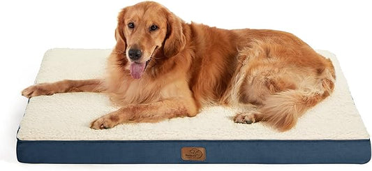 Bedsure XL Dog Beds Large Sized Dog -Comfy Flat Extra Large Pet Beds with Removable Washable Cover, Orthopedic Egg Crate Foam Mat, Suitable for Pet Up to 100 lbs