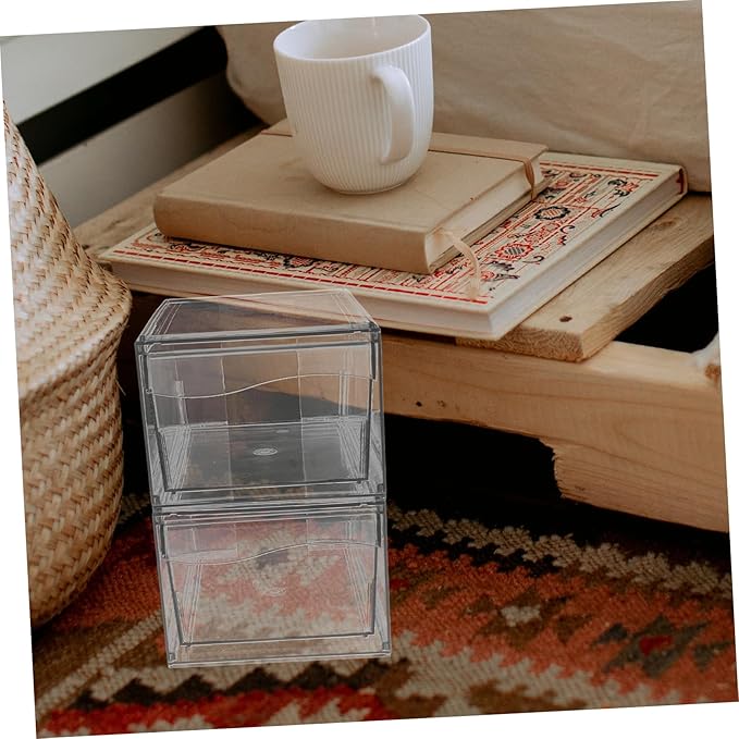 CHILDWEET 2pcs Acrylic Makeup Organizer Stackable Desktop Storage Box for Cosmetics and Items Stylish Vanity Organizer for Bathroom and Bedroom Use