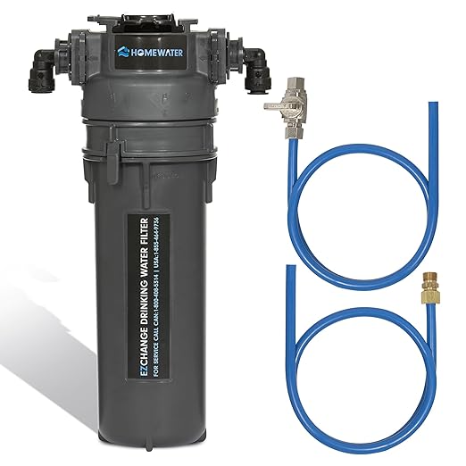 HOMEWATER EZChange Single Stage Under Sink Water Filter | Direct Connect Supreme Water Filtration System | Reduces Lead, Chlorine & Improve Water Quality | Made in North America