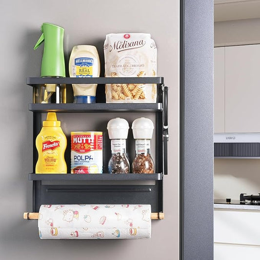 Magnetic Paper Towel Holder for Fridge, Kitchen Countertop Organizers Magnetic Shelf and Wall Mount Storage