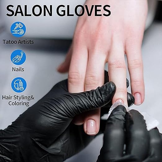 Jointown Basic Medical BLACK Nitrile Exam Gloves, 4 Mil,- Latex-Free & Powder-Free - NGPF1045 (2 boxes of 100), Medium