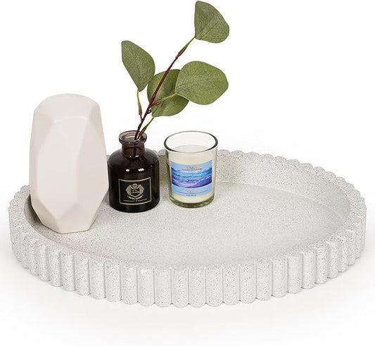 Oval Tray for Coffee Table Decor, 13" Concrete Coffee Table Trays, Table Centerpieces Decorative Tray for Home Decor, Modern Decorative Centerpiece Trays, Granite