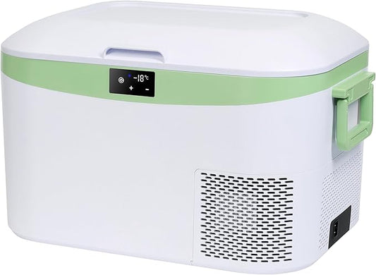 12 Volt Refrigerator Portable Car Freezer 13.5 Quart (12.8 Liter) Compressor Cooler 12V/24V DC 110～240 Volt AC for Truck Van RV Camper SUV Boat Travel Camping Road Trips Tailgating -18℃~+15℃