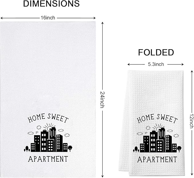WCGXKO Funny Dish Towel Home Sweet Apartment Kitchen Towel Sweet Housewarming Gift New Apartment Gifts Decor (Sweet Apartment)