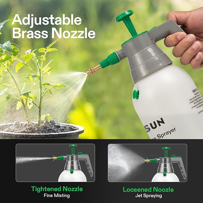 Metal Plant Stand and 0.5Gal Handheld Garden Sprayer, 2L Pump Sprayer, 68 Oz Water Spray Bottle with Safety Valve, Adjustable Nozzle