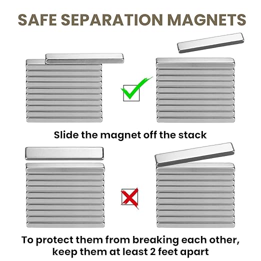 Hicarer 80 Pack Neodymium Rare Earth Bar Magnet Heavy Duty Rectangular Thin Bar Magnet Strip with Double Sided Adhesive for DIY Fridge Kitchen Office, 60 x 10 x 3 mm
